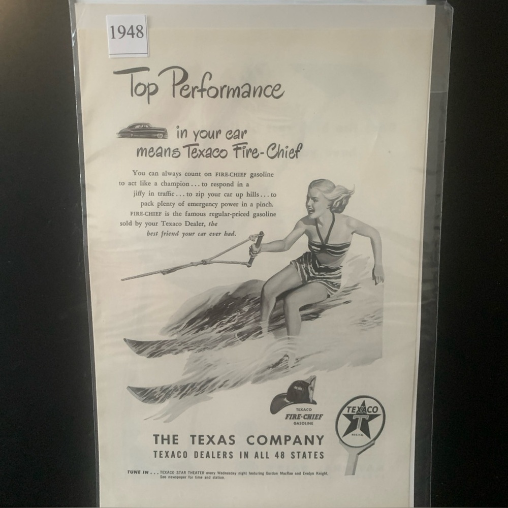Vintage 1948 Texaco The Texas Company Top Performance Ad Advertisement